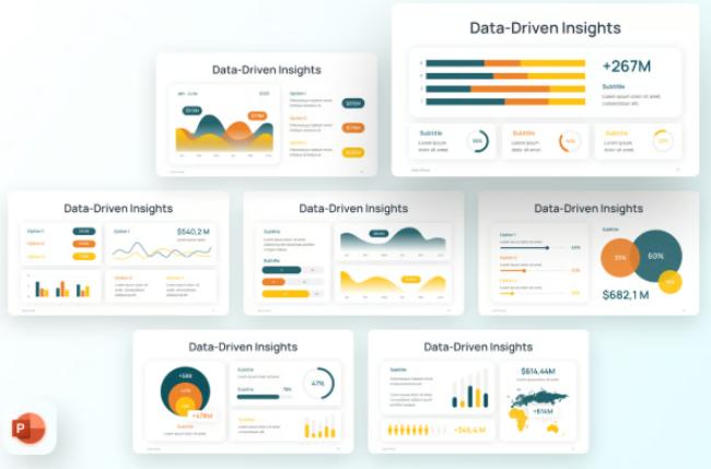 Bold visual data graph template with vibrant color schemes