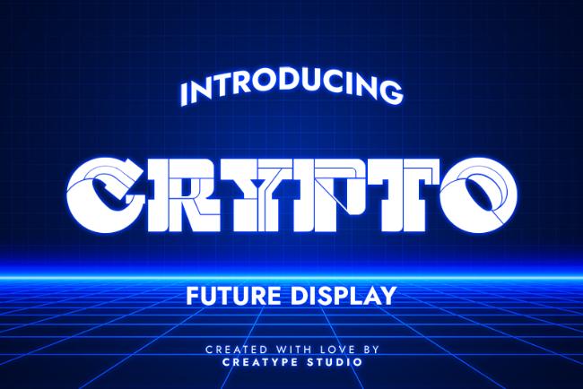 Crypto futuristic display font with modern sci-fi styling perfect for technology branding