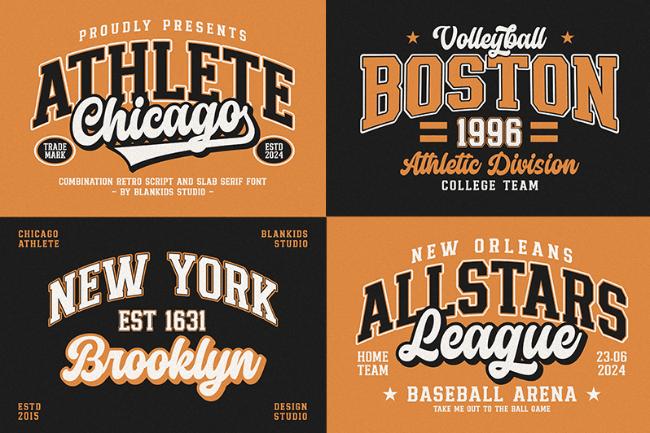 Chicago Athletic varsity-style font with retro sports lettering perfect for athletic branding