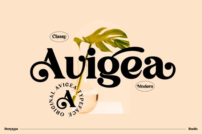 Avigea font example yoga font