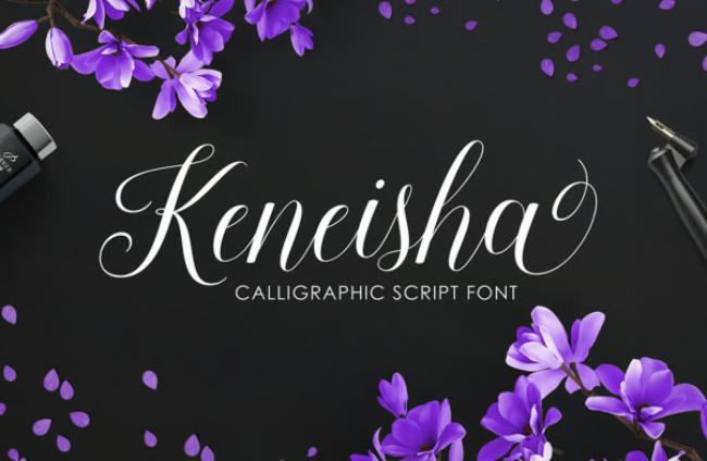 Keneisha Script Japanese calligraphy font with flowing script characteristics