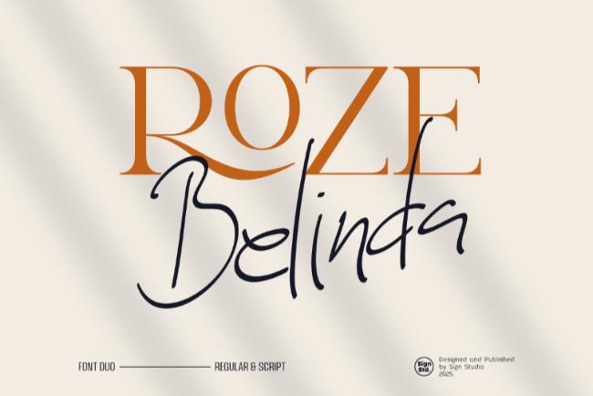 Roze Belinda font example yoga font