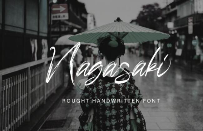 Nagasaki Japanese calligraphy font with authentic brush painting style