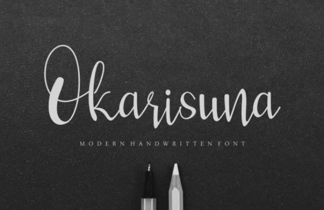 Okarisuna Japanese calligraphy font with elegant flowing letterforms