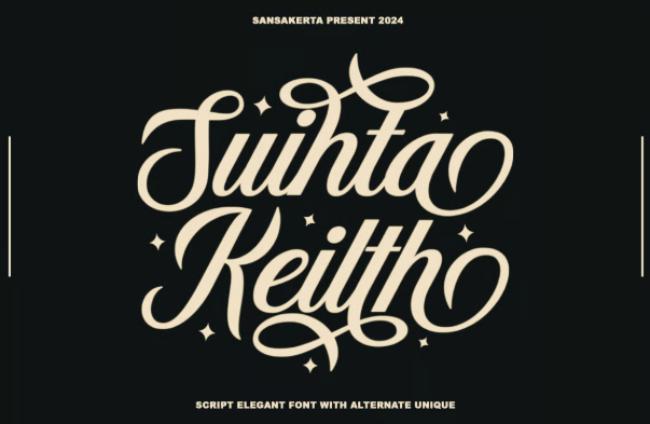 Suihta Keilth Japanese calligraphy font with dynamic brush strokes