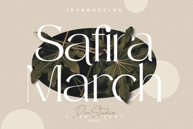 Safira March font example yoga font