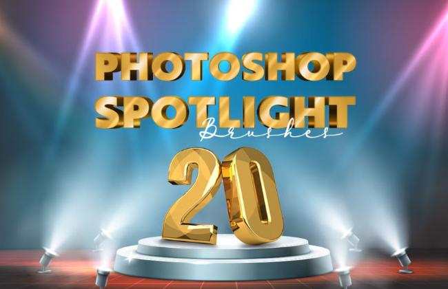 Photoshop spotlight brush pack with 20 styles