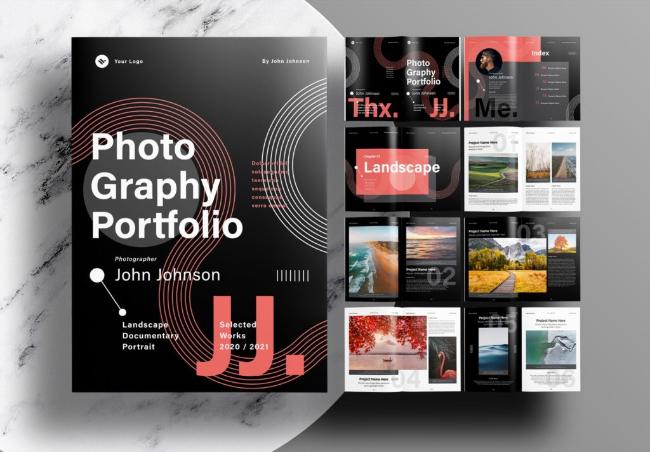 portfolio layout template black and red