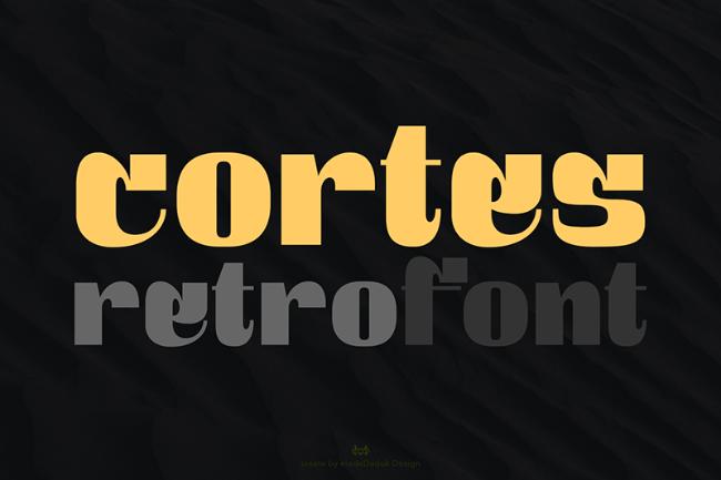 Cortes retro display font featuring vintage letterforms with stylistic character alternates