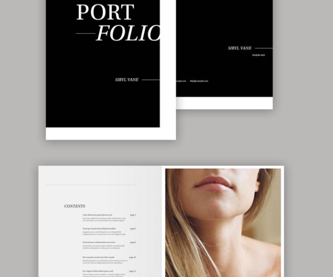 black and white portfolio template