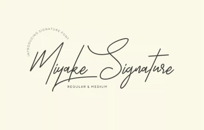 Miyake Signature Japanese calligraphy font with personal handwriting style