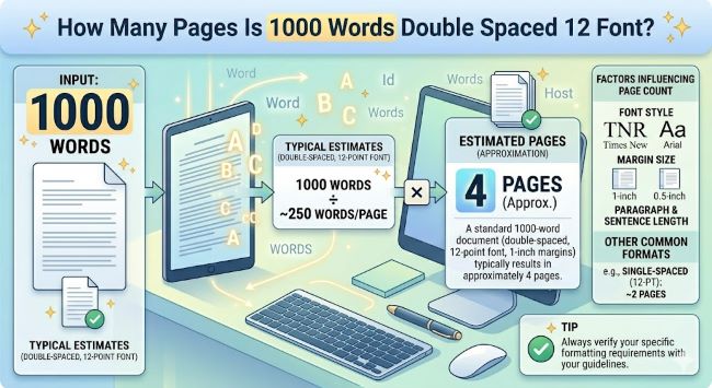 How Many Pages Is 1000 Words Double Spaced 12 Font?