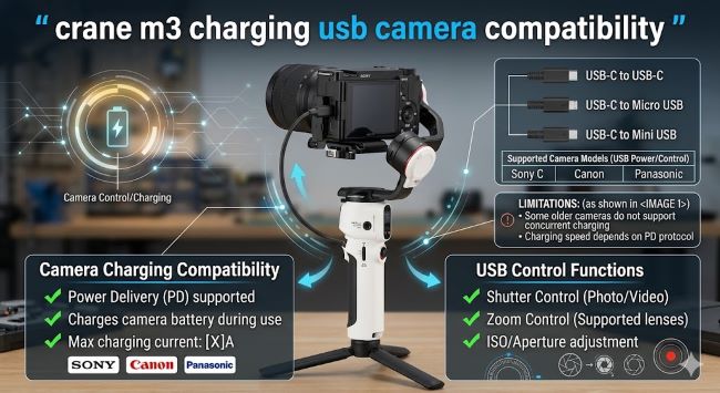 Crane M3 Charging USB Camera Compatibility
