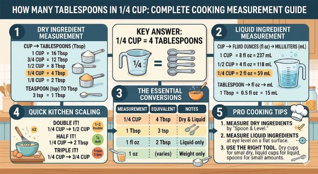 How Many Tablespoons in 1/4 Cup: Complete Cooking Measurement Guide