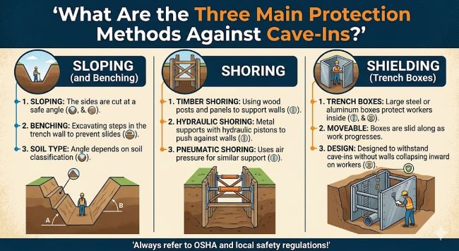 What Are the Three Main Protection Methods Against Cave-Ins