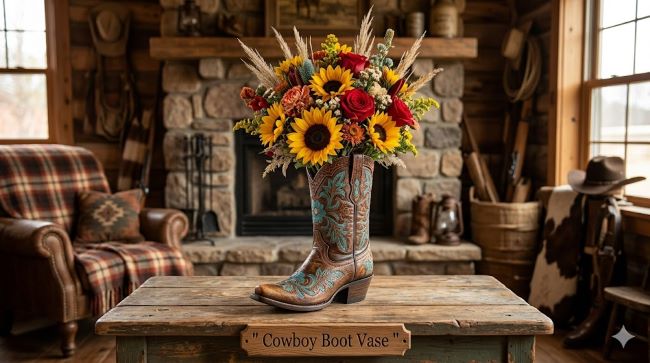 cowboy boot vase