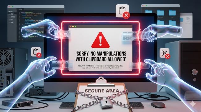 no manipulations with clipboard allowed