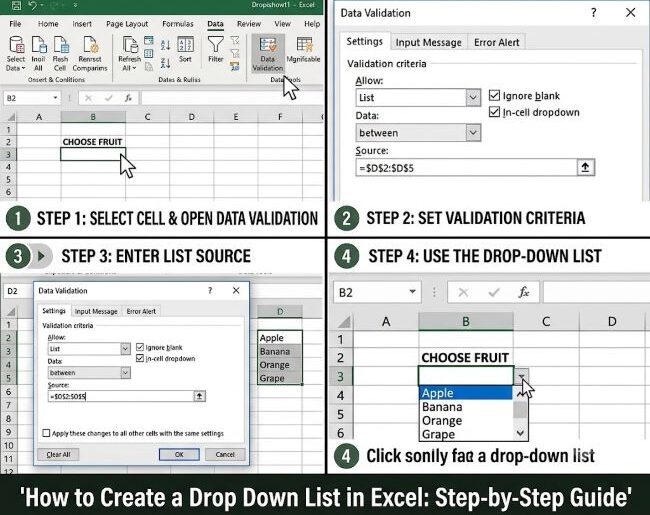 How to Create a Drop Down List in Excel