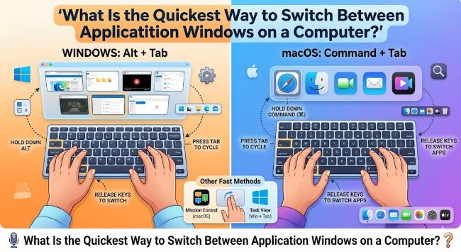 What Is the Quickest Way to Switch Between Application Windows on a Computer