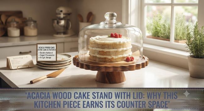 Acacia Wood Cake Stand With Lid